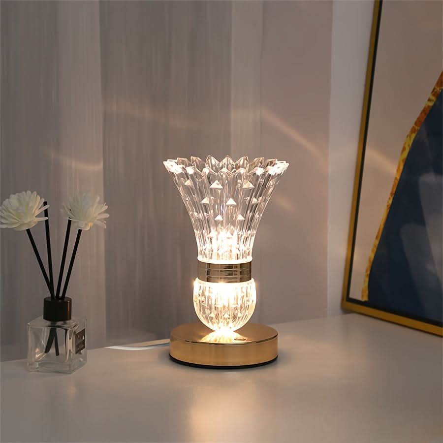 Modern LED Crystal Table Lamp - 3-Color Dimmable Lighting