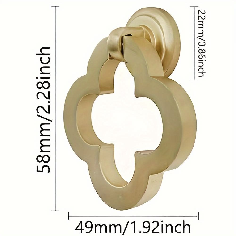 6-Pack Gold Flower Pendant Drawer Pulls – Zinc Alloy Brushed Brass Ring Handles