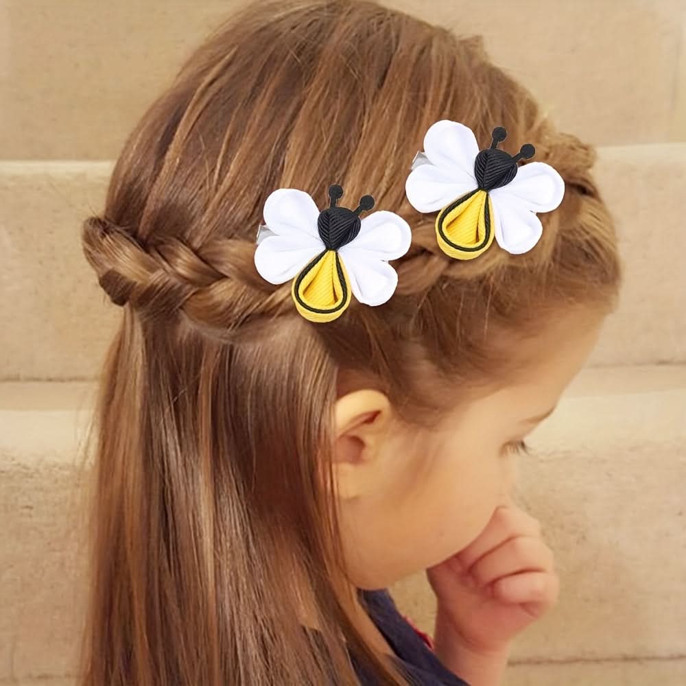Bee-Themed Hair Clips for Girls – Cute Bows