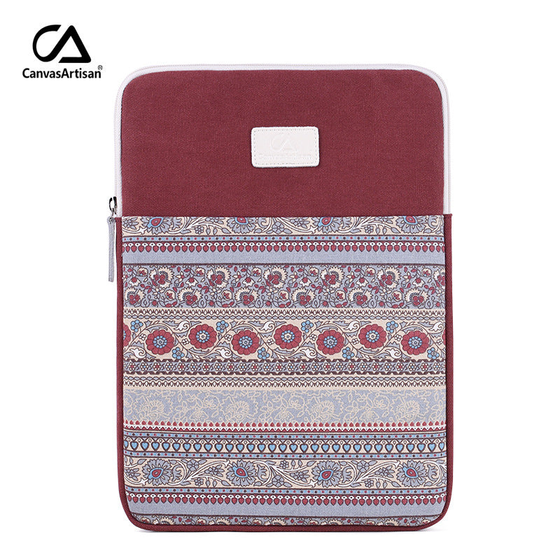 Boho Canvas Laptop Sleeve – Shock-Resistant Ethnic Style Case for MacBook & More (11–15 Inch)