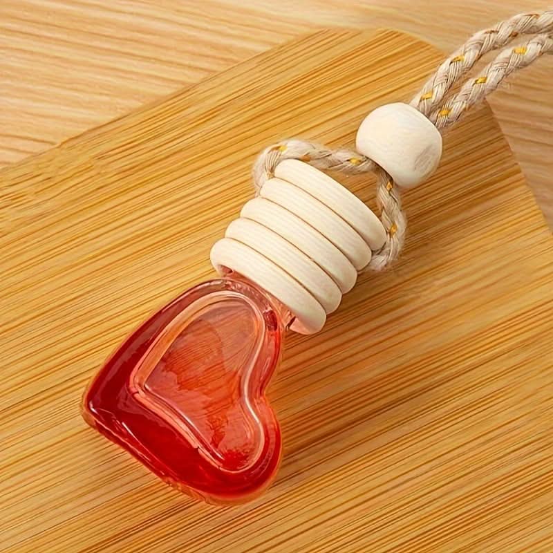 6pcs Wooden Heart-Shaped Perfume Bottles – Essential Oil Car Diffuser