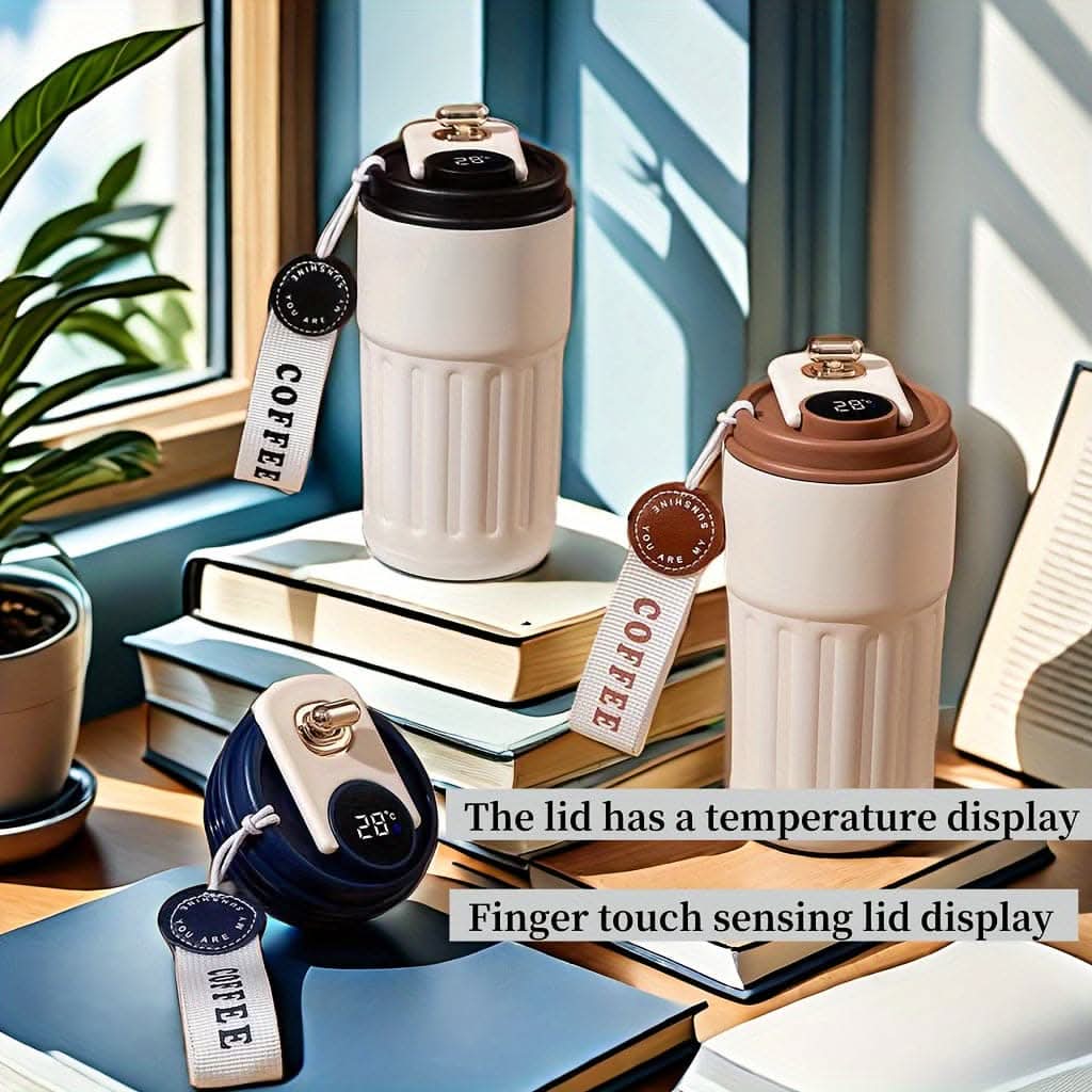 Temperature-Display Smart Travel Mug – 410ml Stainless Steel with Vacuum Insulation