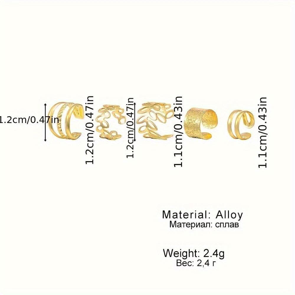 5pcs/Set Trendy Elegant Ear Cuff Set - Classic Style Clip-On Earrings