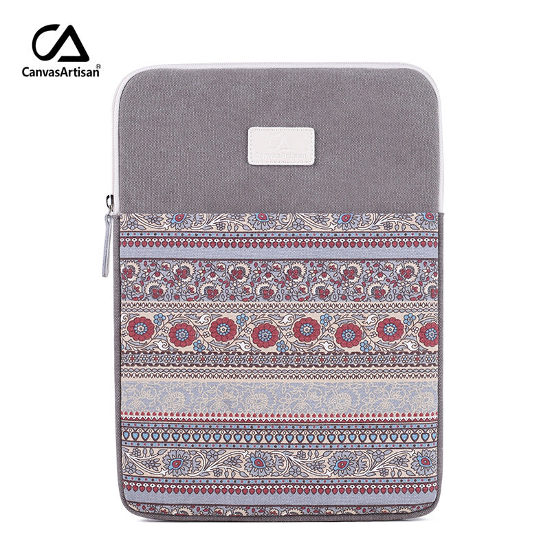 Boho Canvas Laptop Sleeve – Shock-Resistant Ethnic Style Case for MacBook & More (11–15 Inch)