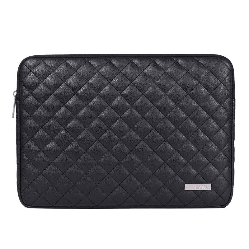 Waterproof Quilted PU Leather Laptop Sleeve – Shock-Resistant Case for 11–17" Laptops