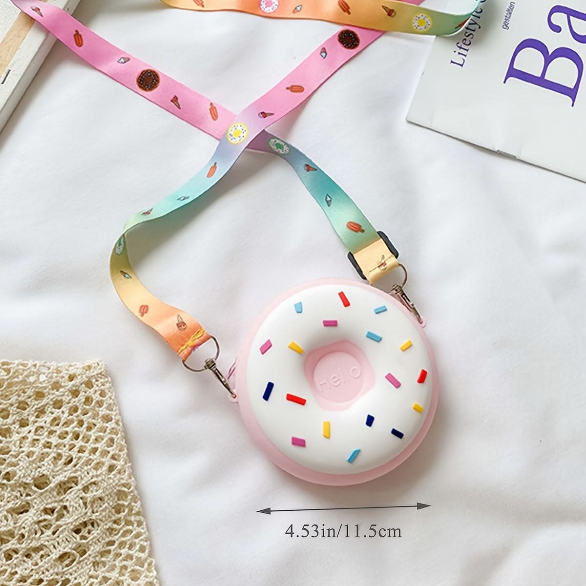 Donut-Shaped Girls' Coin Purse Shoulder Bag