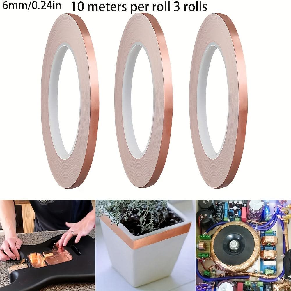 3-Pack 6mm Copper Foil Tape for EMI Shielding