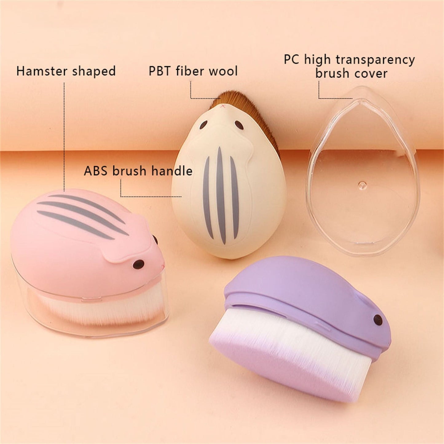 Cute Hamster Foundation Brush – Soft Makeup Brush for Face & Body Blending