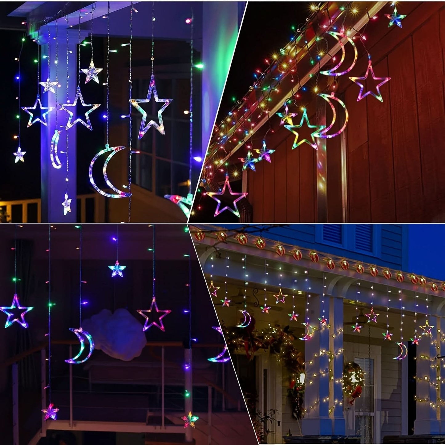 138 LED Solar Curtain Lights, Remote Control
