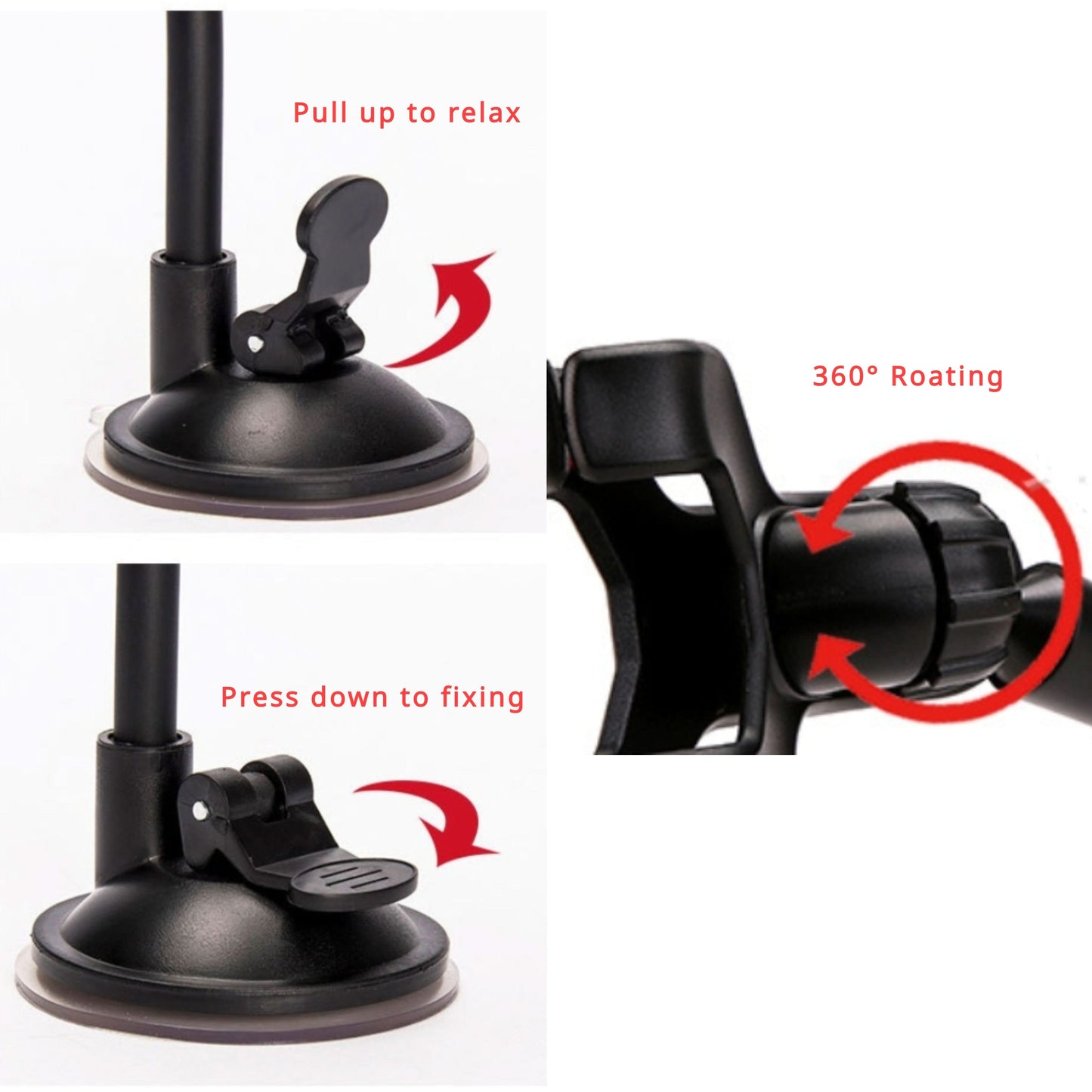 360° Rotatable Car Phone Mount-Carbon Fiber Dashboard & Windshield Holder