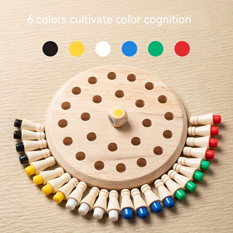 Solid Wood Memory Match Chess Set – Colorful Educational Puzzle Toy for Kids