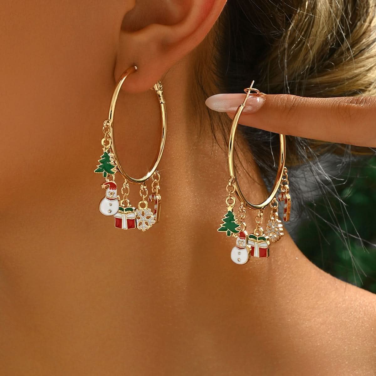 Christmas Snowflake Hoop Earrings for Women