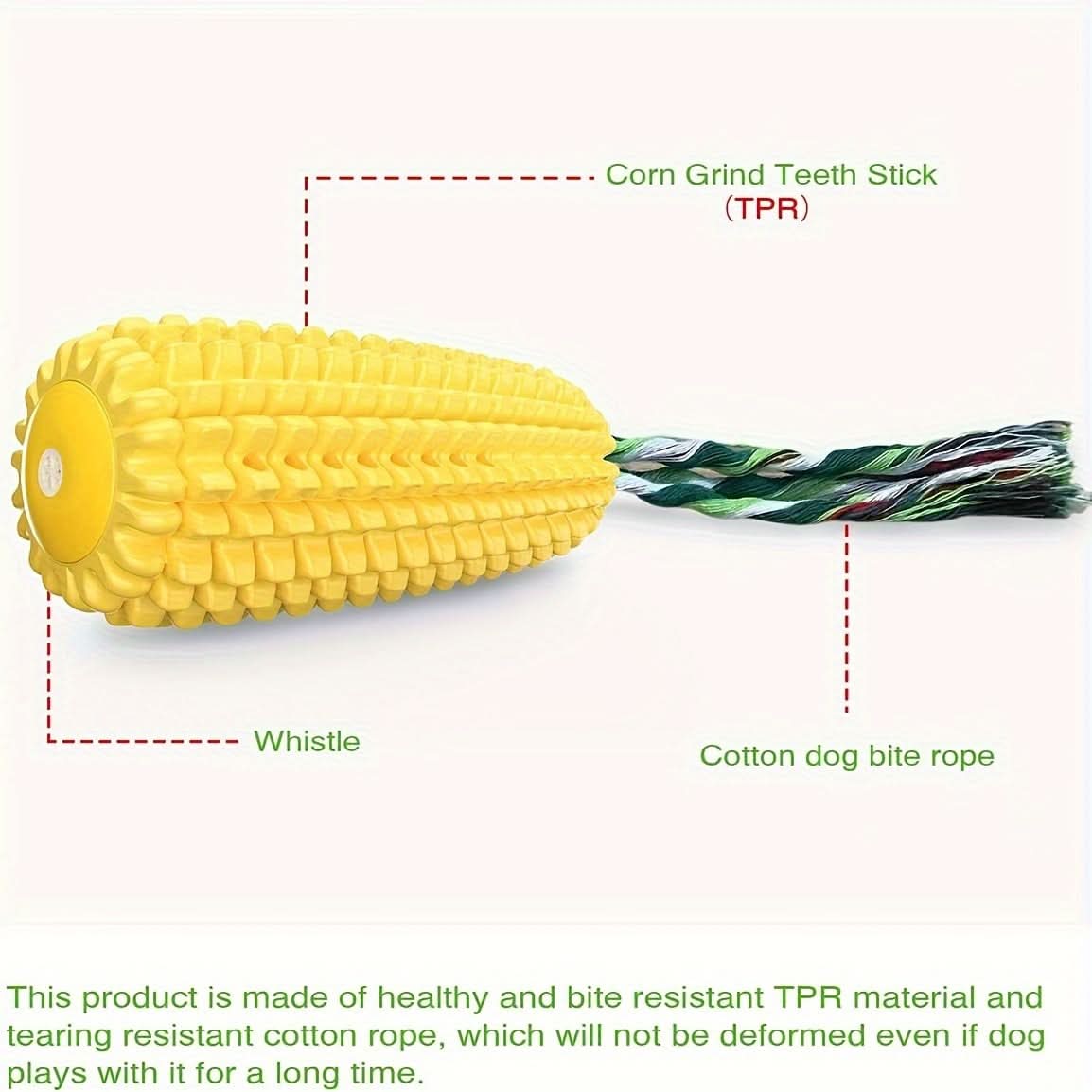 Tough Corn Stick Dog Chew Toy – Durable, Squeaky, for Aggressive Chewers