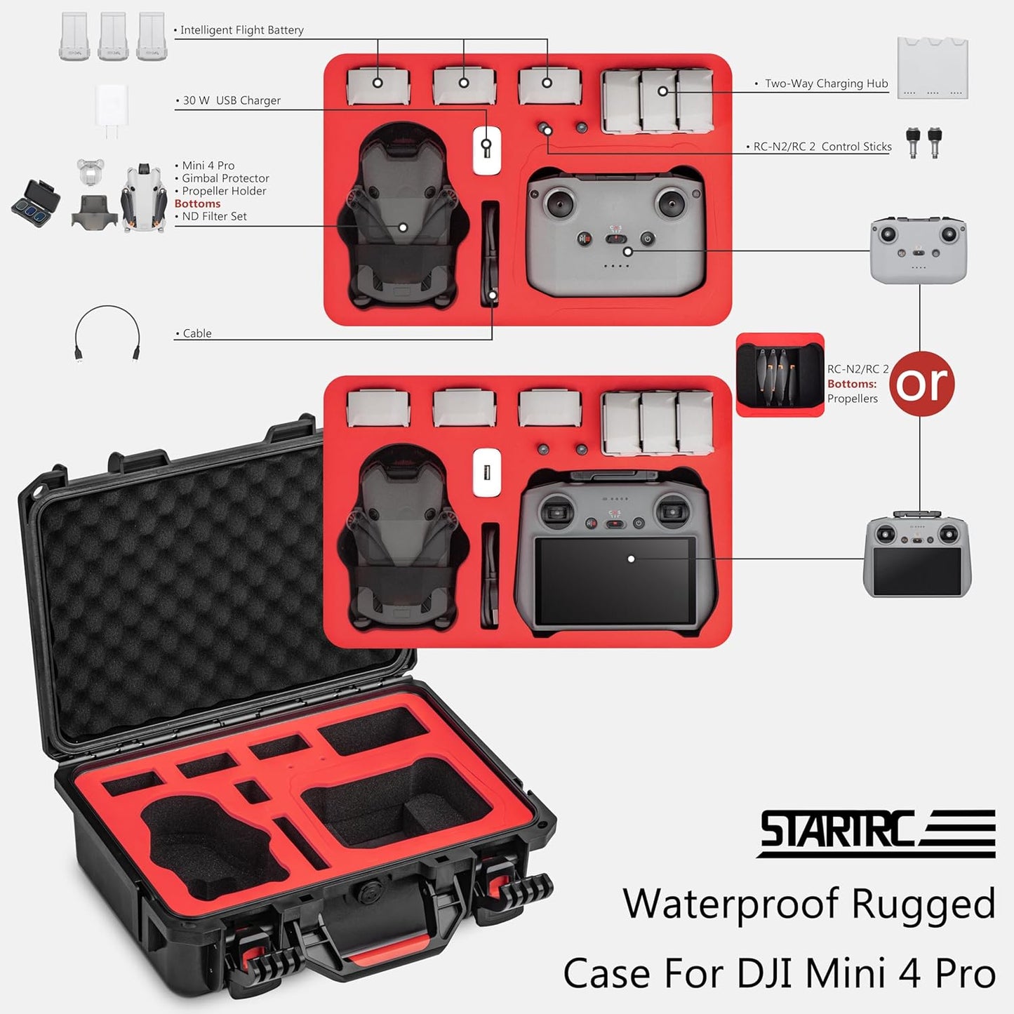 STARTRC ABS Waterproof Carrying Case for Mini 4 Pro – Hard Protective Travel Storage Box (No accessories included)