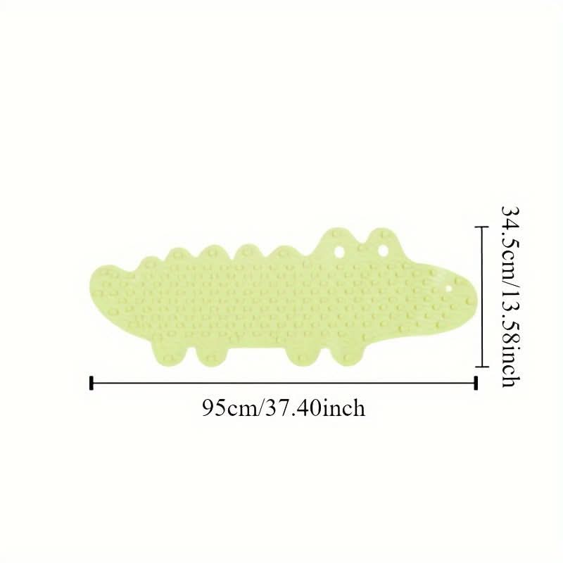 1pc Non-Slip Bathtub Mat for Kids, 37.4 x 13.58 Inches, PVC Cartoon Crocodile Design