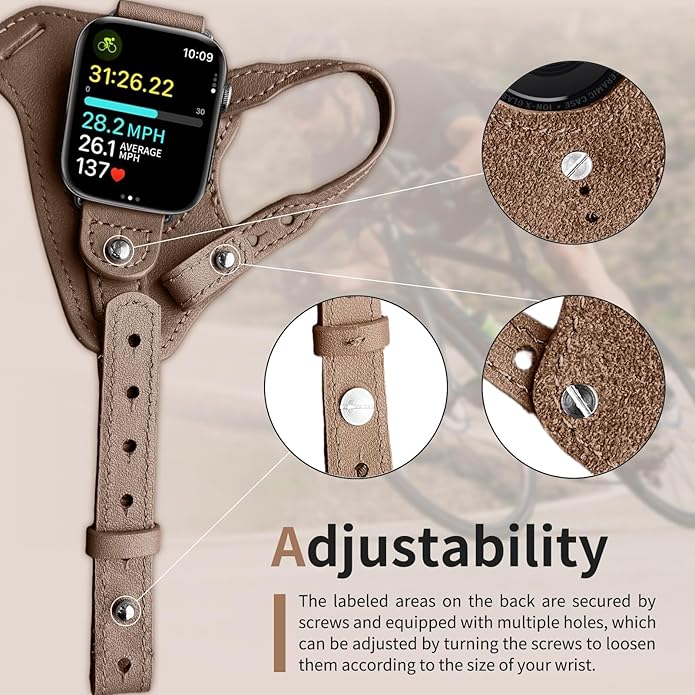 Apple Watch Leather Strap – Buttoned PU Leather Band Compatible with iWatch Ultra, SE & Series 10–4