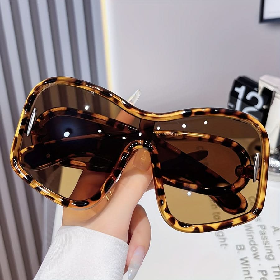 Oversized Square Frame Reflective Lens Glasses