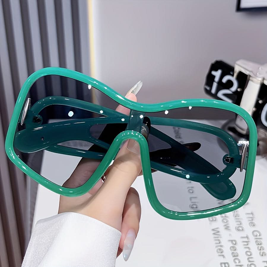 Oversized Square Frame Reflective Lens Glasses