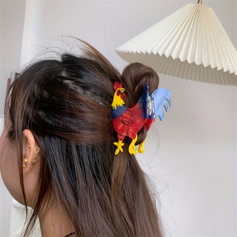 Cartoon Rooster Acetate Hair Claw Clip for Women
