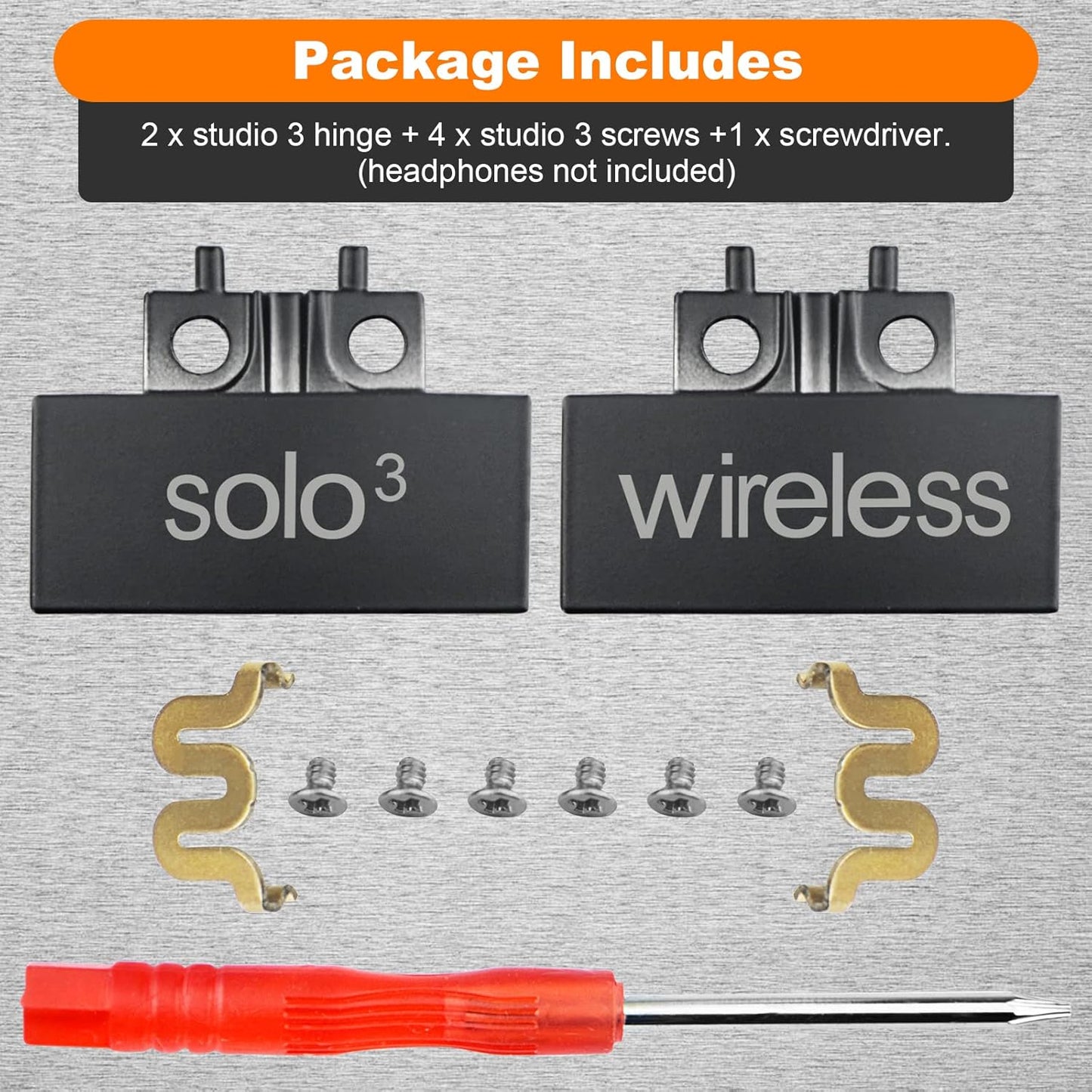 Solo3 Headphones Hinge Replacement Kit with Screws & Tools – Matte Black Repair Parts for Beats