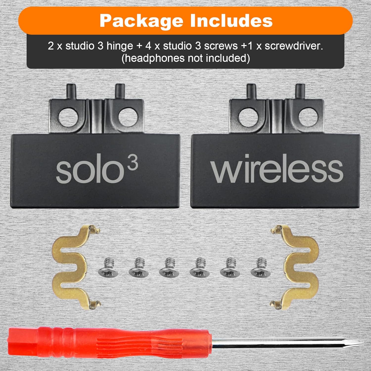 Solo3 Headphones Hinge Replacement Kit with Screws & Tools – Matte Black Repair Parts for Beats