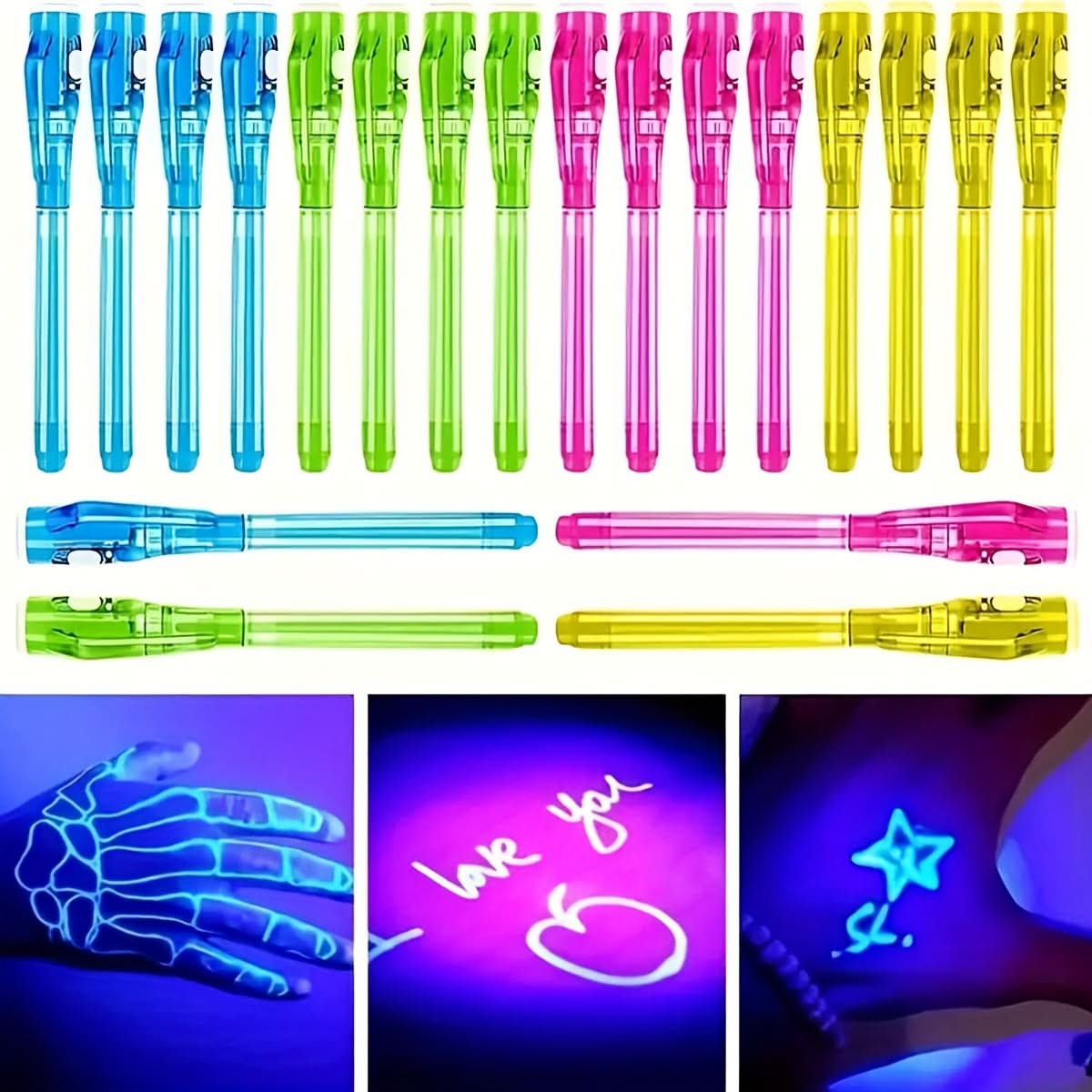6-Pack Magic UV Glow Ink Pens – Invisible Markers