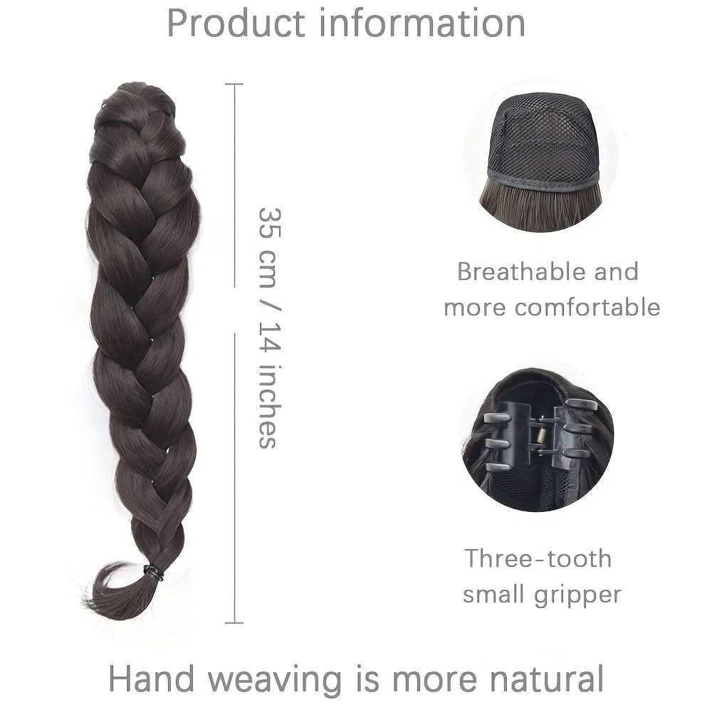 Chic Claw-Clamp Braided Ponytail Extension - Loose Curly Hair Accessory