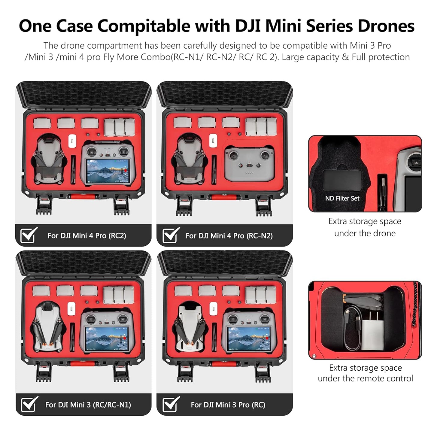 STARTRC ABS Waterproof Carrying Case for Mini 4 Pro – Hard Protective Travel Storage Box (No accessories included)