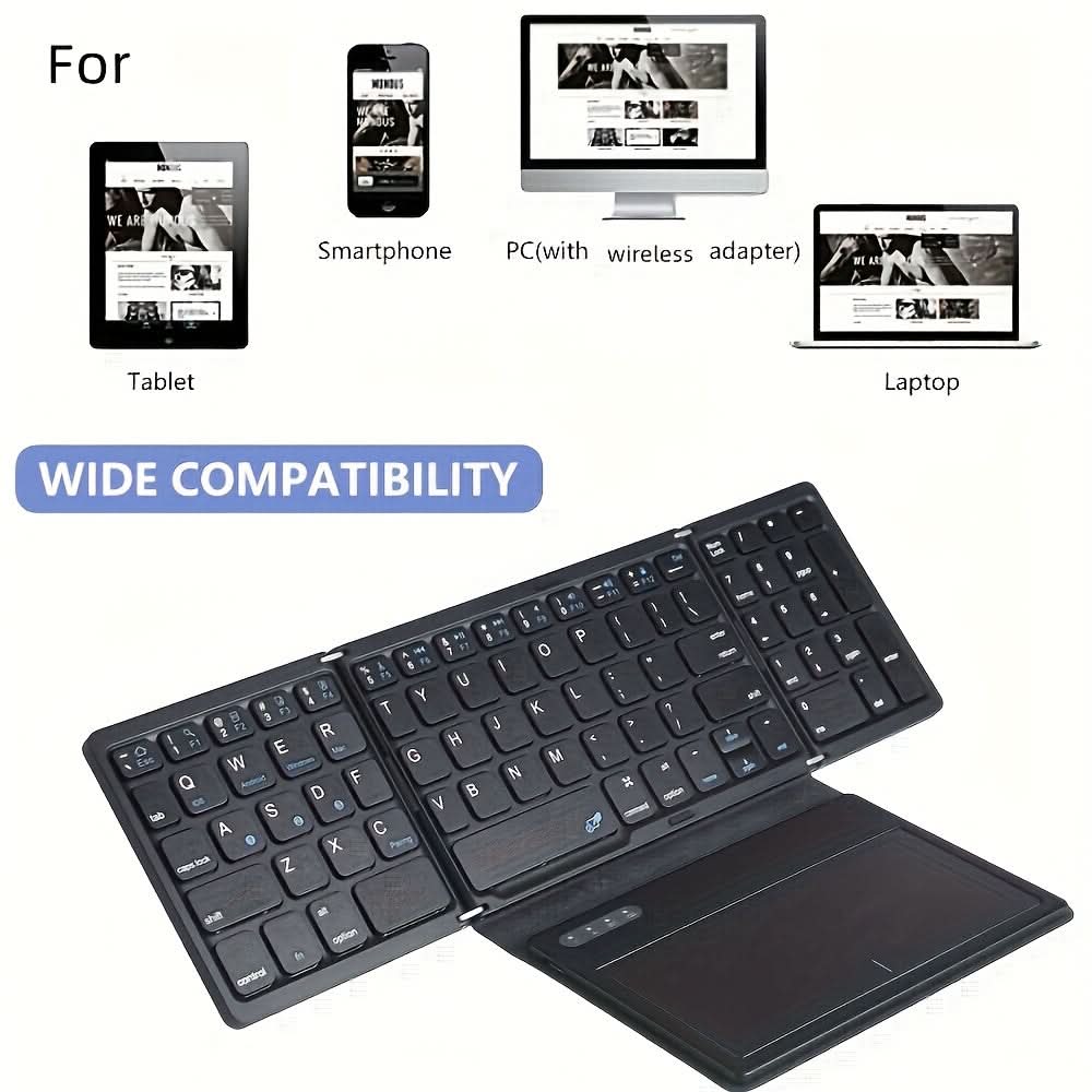 Foldable Wireless Keyboard with Touchpad - Rechargeable Bluetooth Keyboard