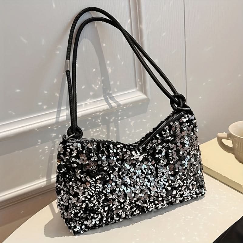 Small Square Sequined Shoulder Bag for Women