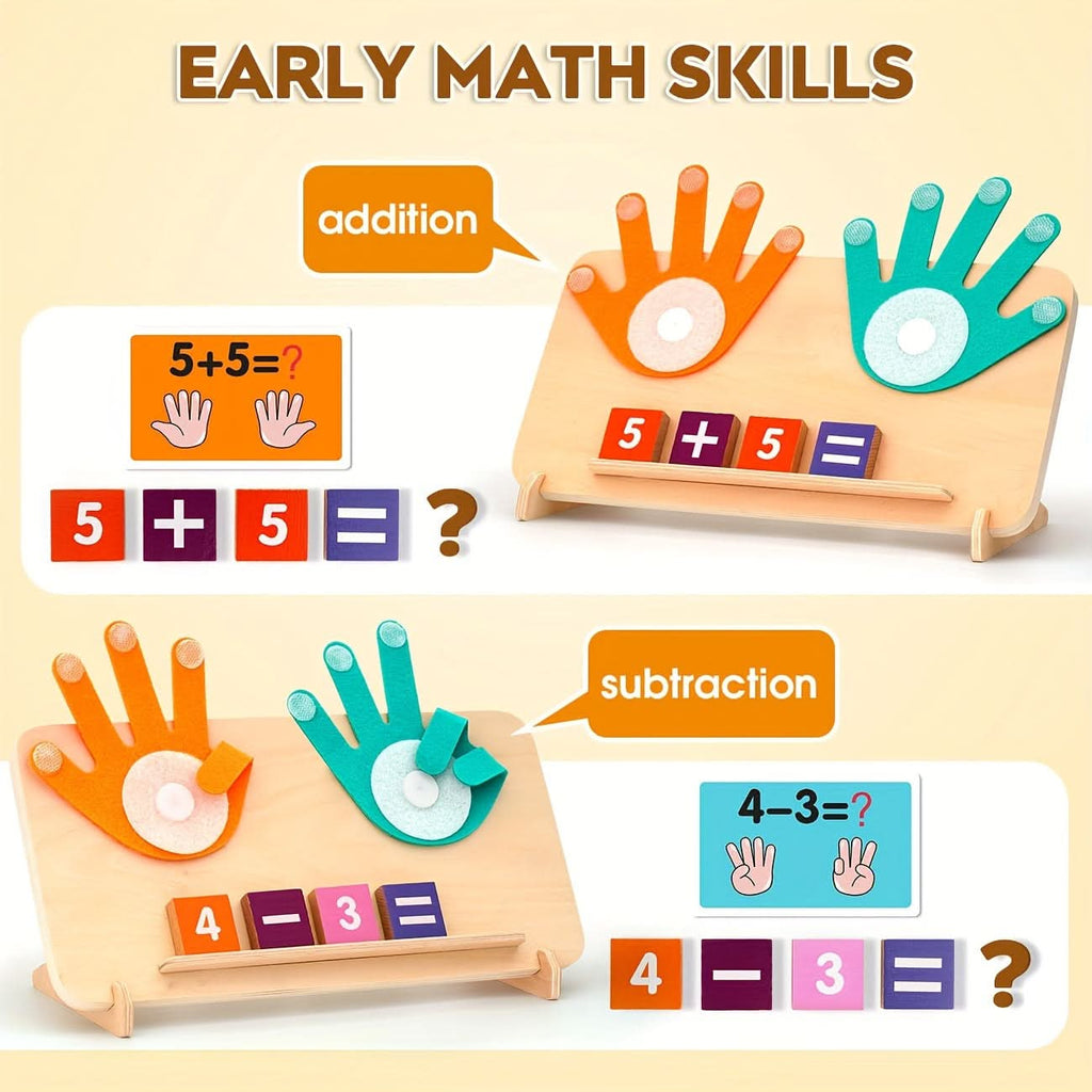 Wooden Math Board Counting Toy – Educational Number & Finger Counting Blocks for Kids