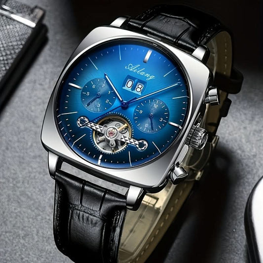 Large Dial Men's Square Mechanical Watch - Luminous
