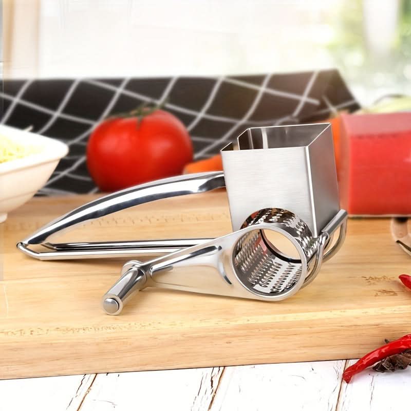Stainless Steel Rotary Cheese Grater – Manual Parmesan Shredder for Mozzarella
