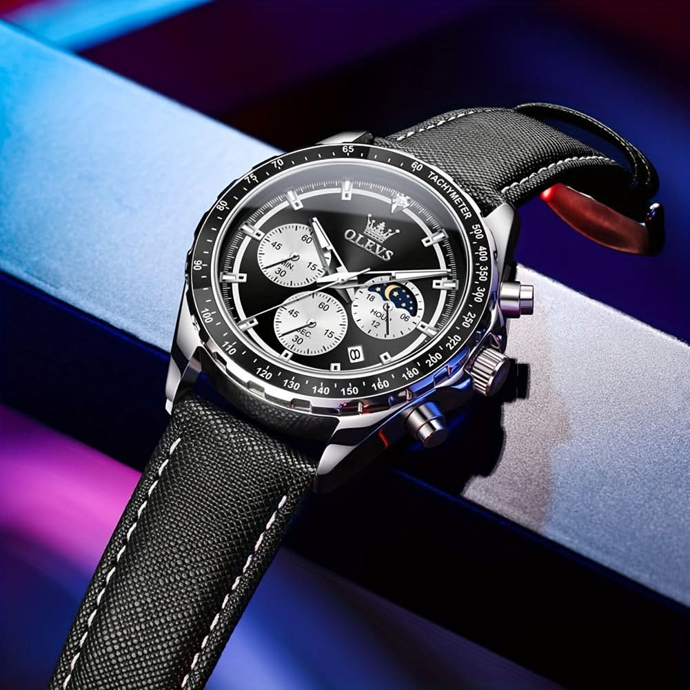 OLEVS Men's Luxury Chronograph Moon Phase Watch