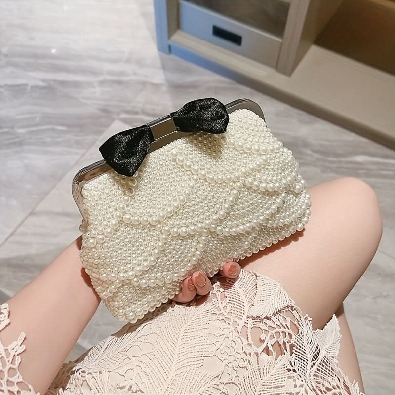 Mini Pearl Beaded Clutch Bag for Women