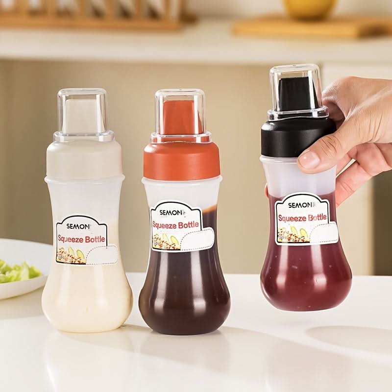 Leakproof Squeeze Sauce Bottles - Refillable Condiment Dispensers