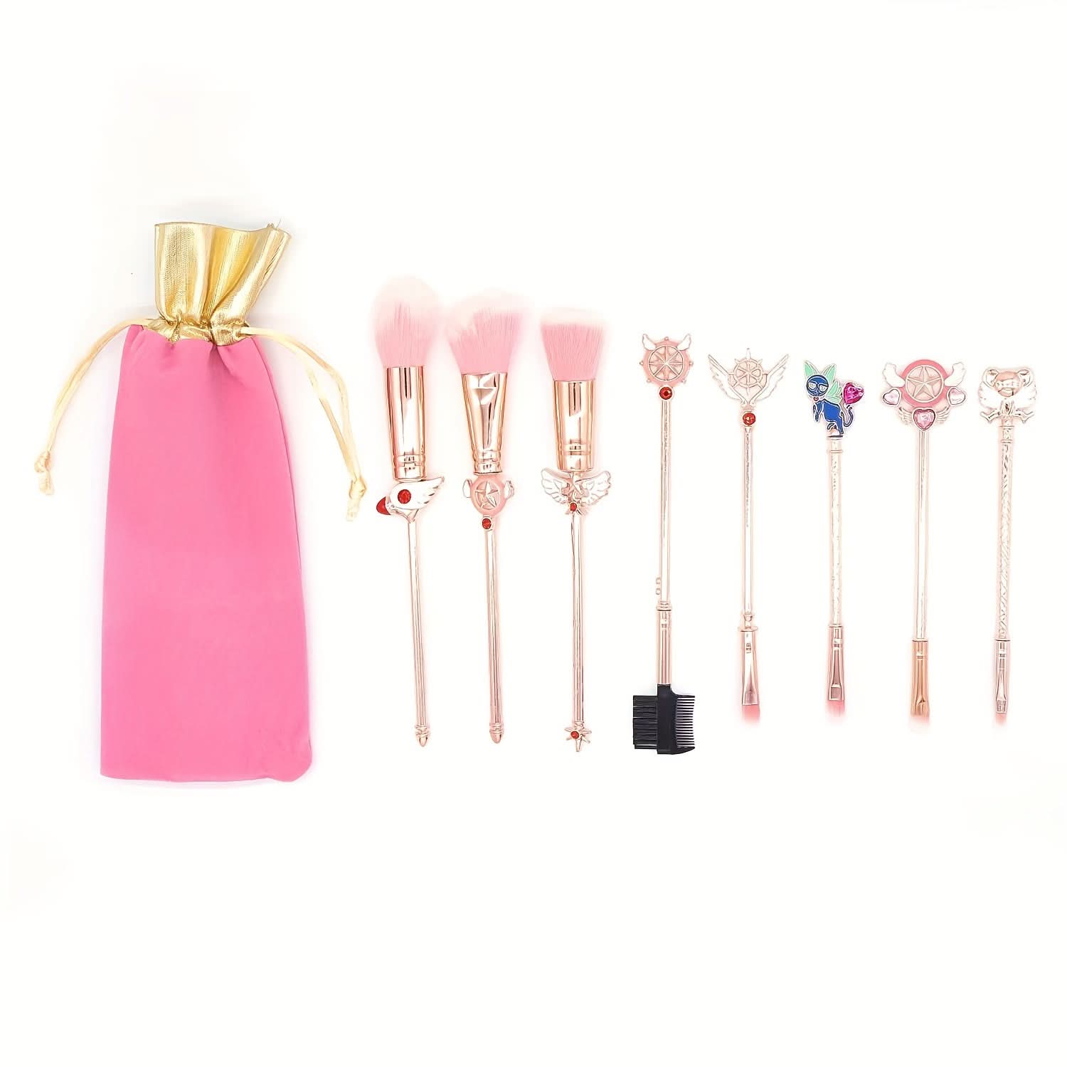 Metallic Fantasy Makeup Brush Set, 3-in-1
