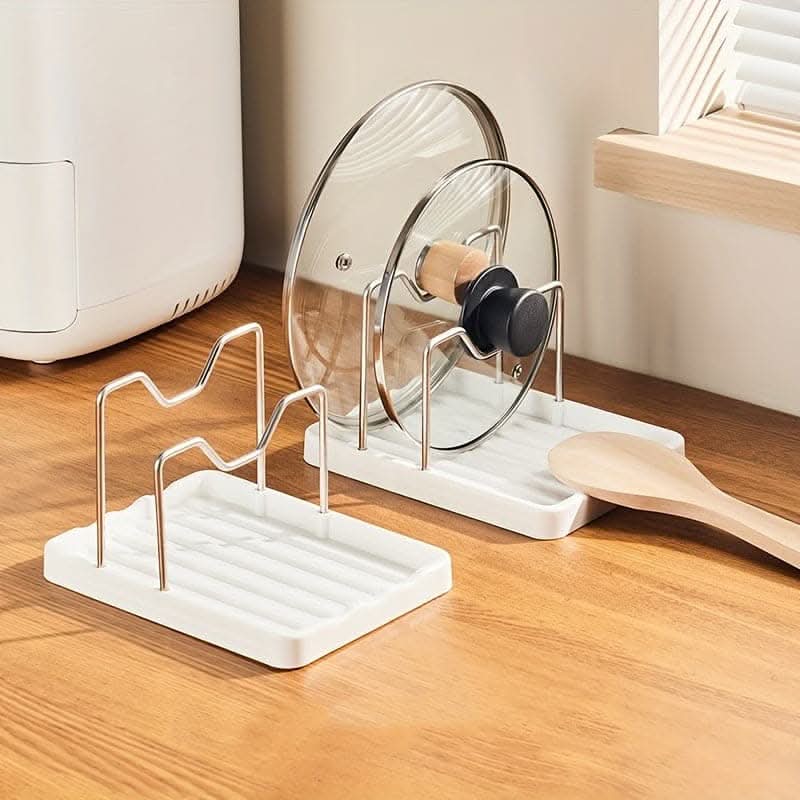 Premium Pot Lid Holder - Space-Saving Stainless Steel Rack with Drainage