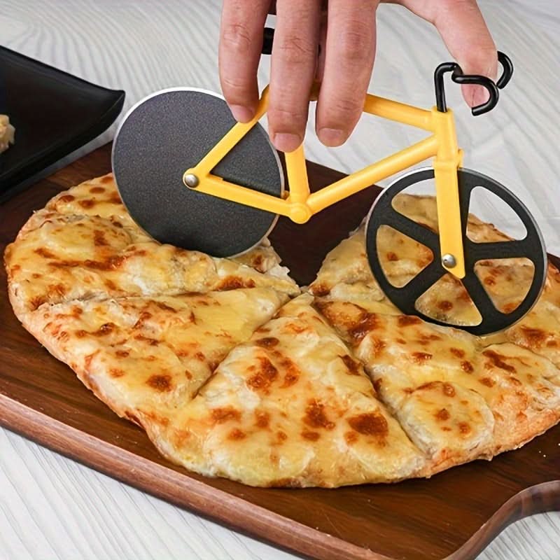 Bicycle-Shaped Pizza Cutter with Dual Stainless Steel Wheels