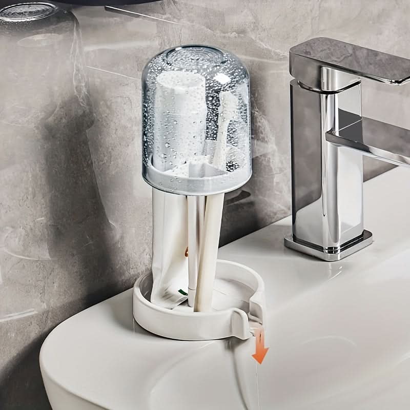 Sleek Toothbrush Holder & Mouthwash Cup Set for Couples