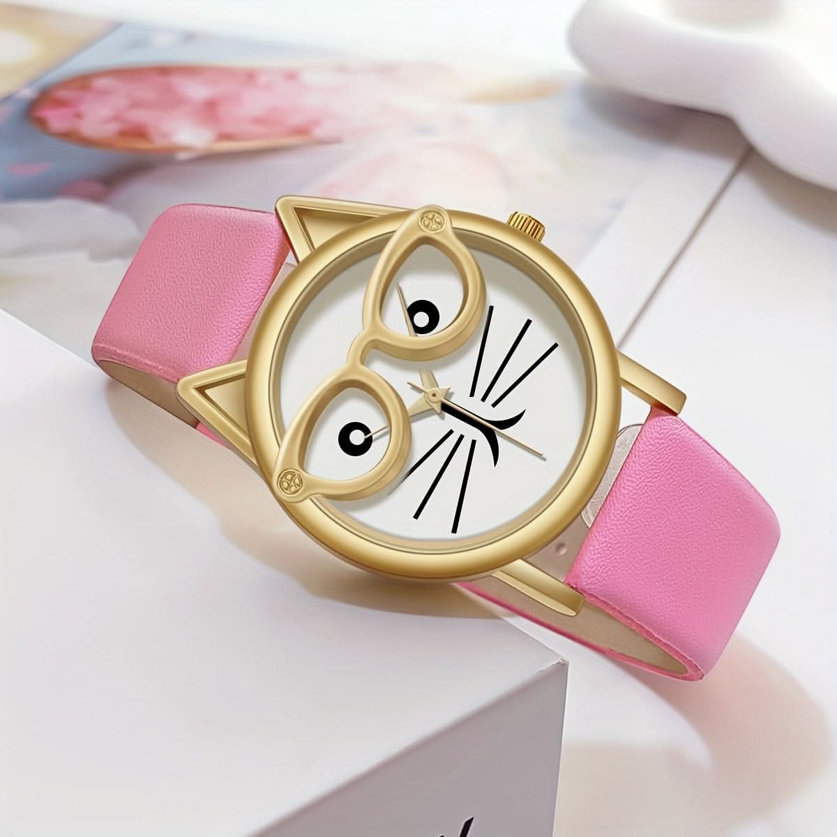 Cute Cat Minimalist Quartz Watch - Faux Leather Strap