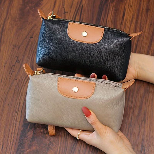 Leather Wristlet Clutch with Zipper