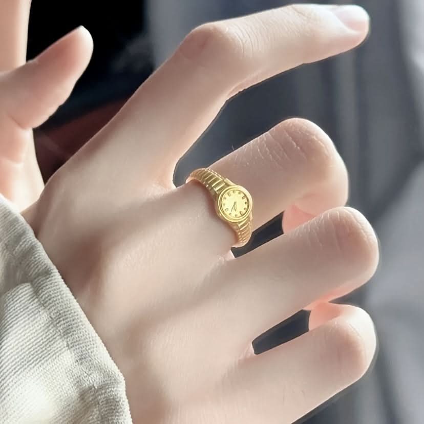 Boho Elegant Cuff Watch Ring, Adjustable