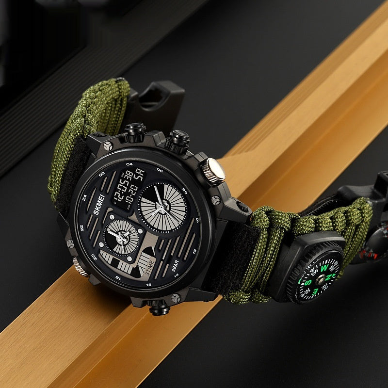 Skmei 2202 Outdoor Exploration Multi-Function Waterproof Silicone Paracord Watch for Men