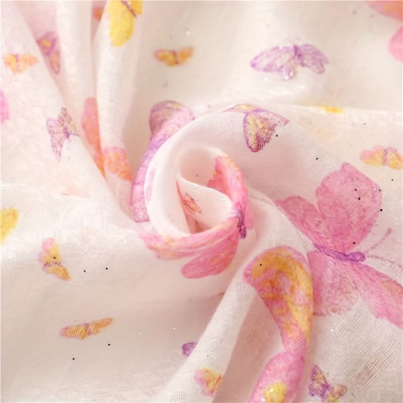 Pink Butterfly Print Scarf for Women