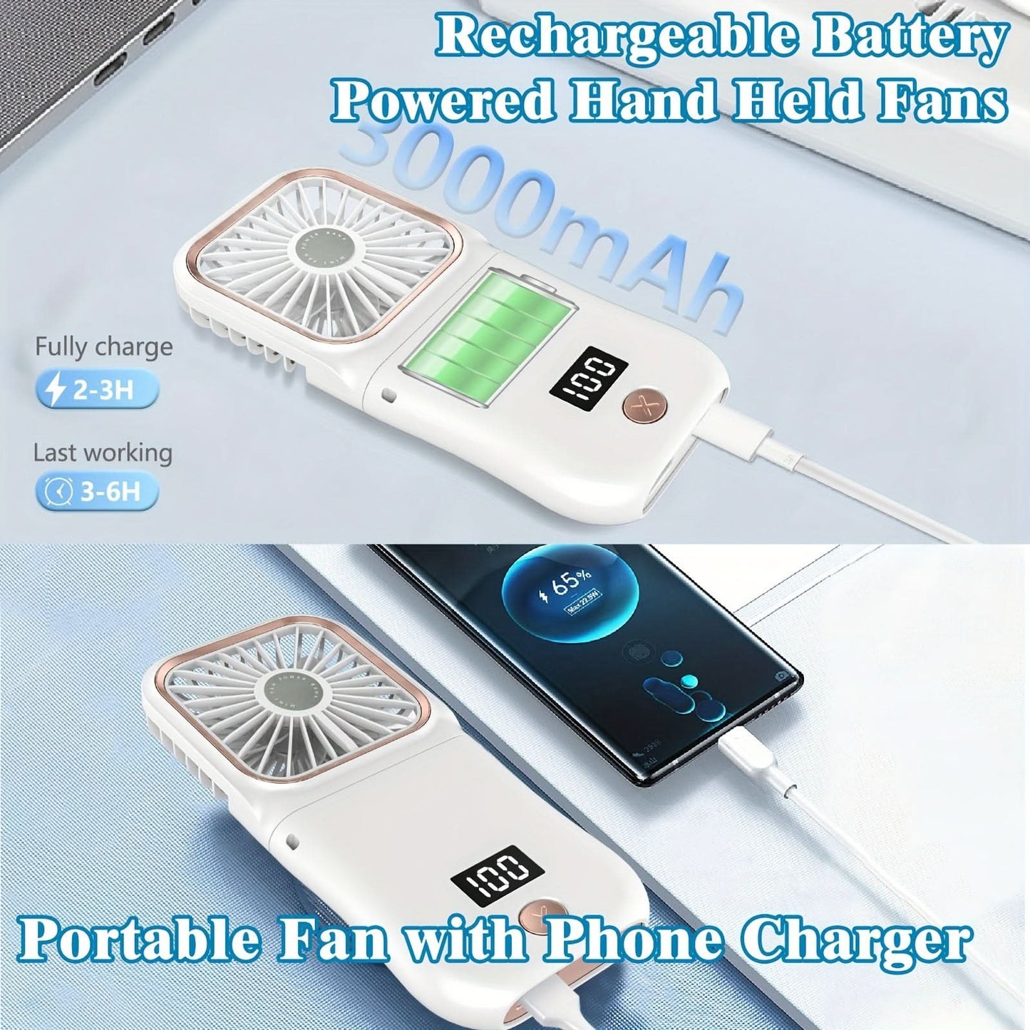 Portable Digital Display Neck Fan – Foldable with 3000mAh Battery