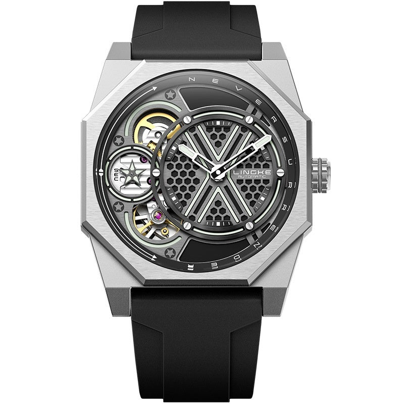 Linke LK9007 Tonneau-shaped Skeleton Automatic Watch For Men