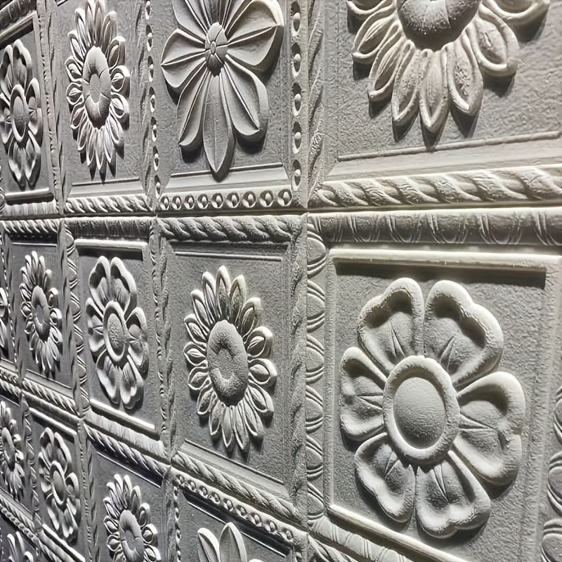 20pcs 3D Floral Self-Adhesive Wall Tiles