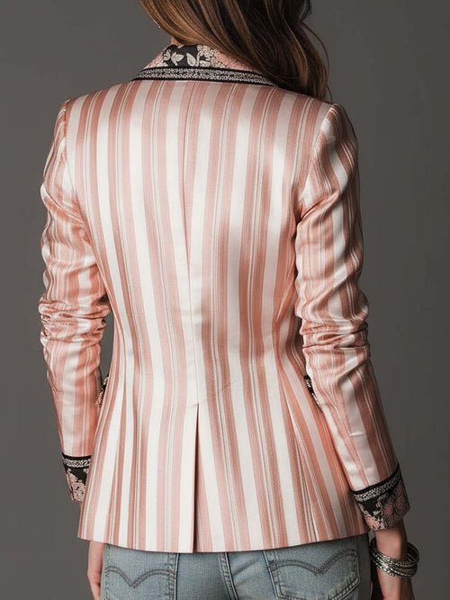 Bohemian Satin-Stripe Tailored Blazer