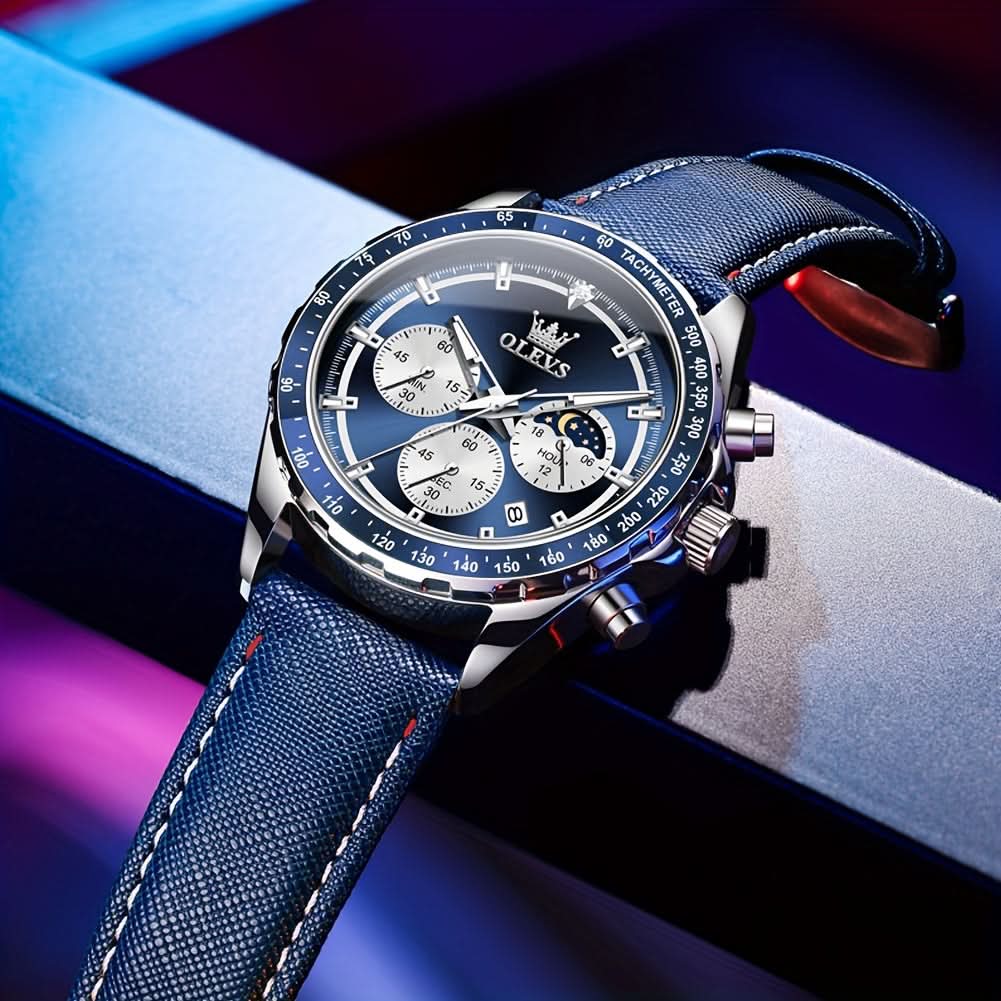 OLEVS Men's Luxury Chronograph Moon Phase Watch